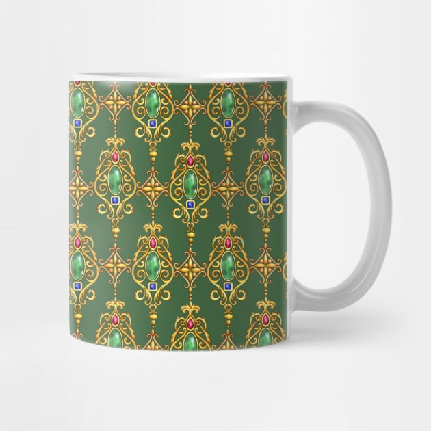 Gold Studded Ornament on Green Background by Farissa